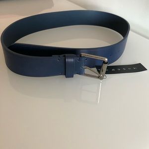 NWT Theory Navy Blue Leather Belt 1.5” - Size XS/S
